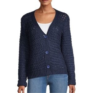 Molly Bracken Open-Knit Button-Front Cardigan